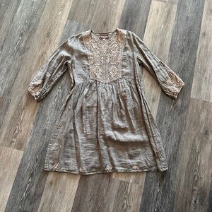 Johnny Was Gray Dress with Embroidered Accents